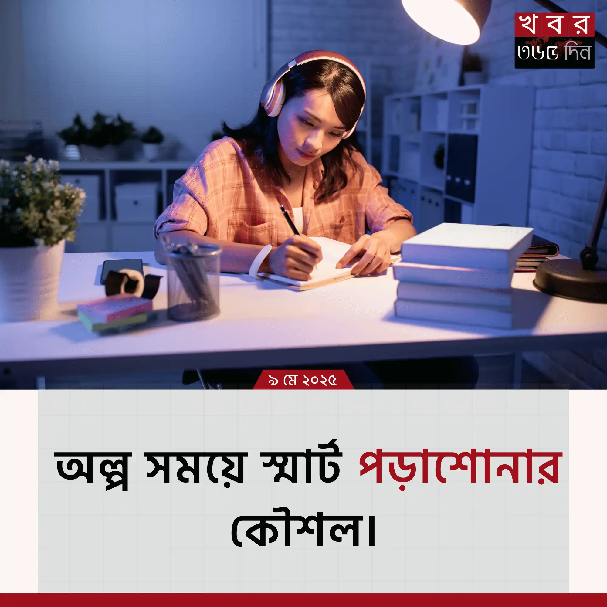 পরীক্ষার আগে ছাত্র মনোযোগ দিয়ে পড়ছে